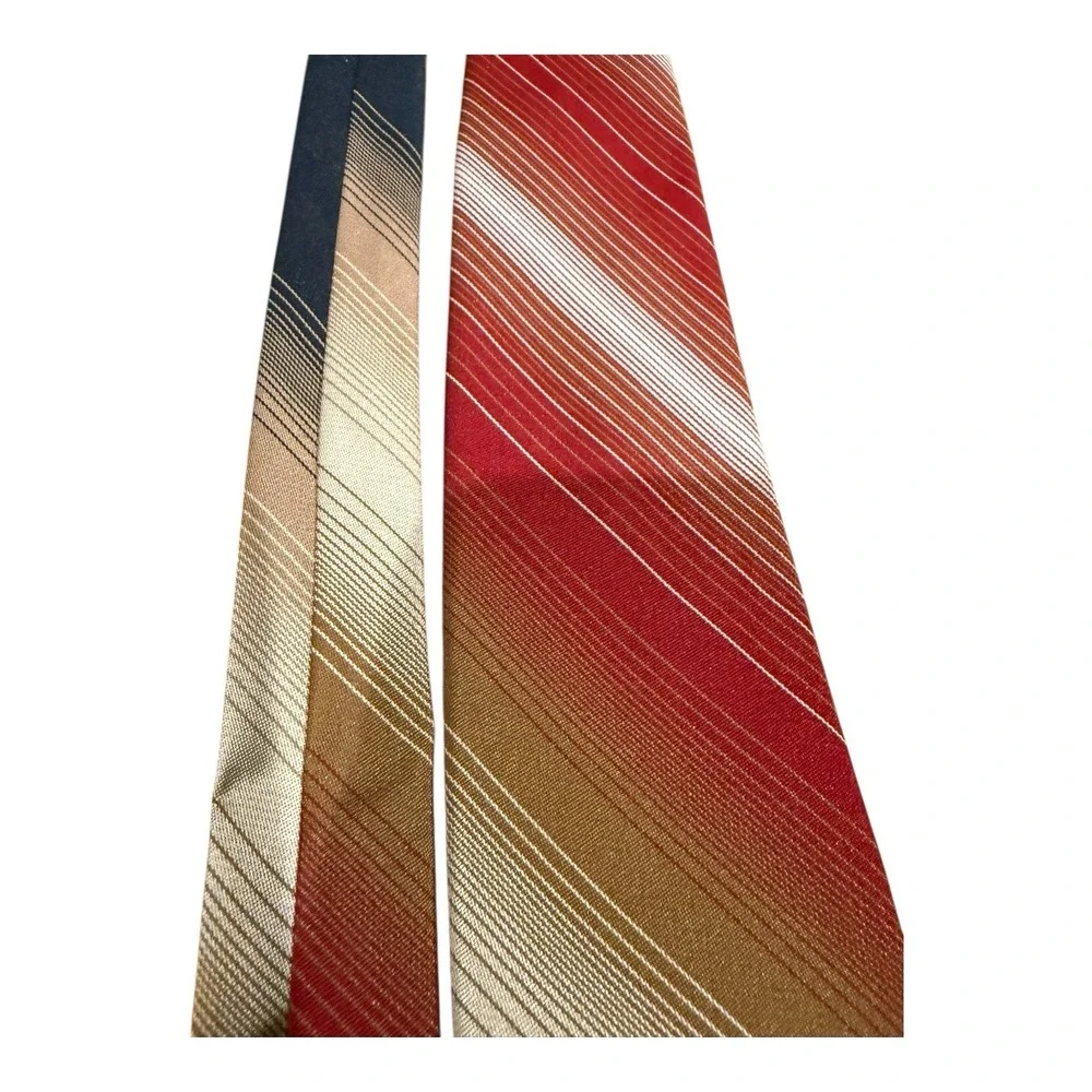 Vintage Pierre Cardin‎ Mens Neck tie Burgundy Black Blue Brown Stripe Polyester